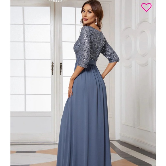 Ever-Pretty Dusty Navy Blue Long Sleeve Sequin Evening Dress Ever-Pretty Dusty Navy Blue Long Sleeve Sequin Evening Dress